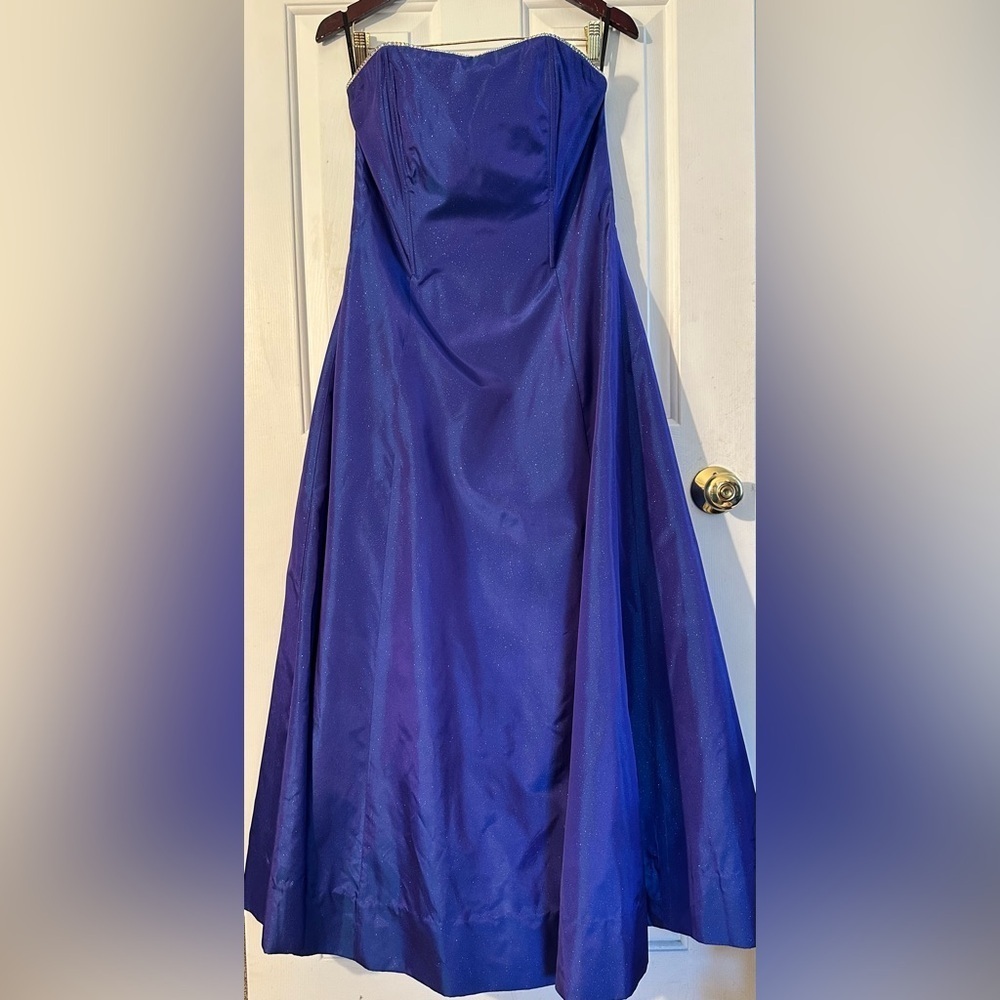 Y2K VINTAGE PROM Jessica McClintock GUNNE SAX 9/10 Blue Shimmer Rhinestone Dress
